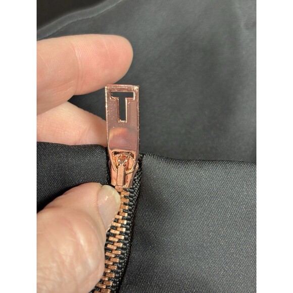 Ted Baker Column Dress Black Bright Flowers Size 2 4 High Neck Lined Maxi Sheath - Picture 12 of 13